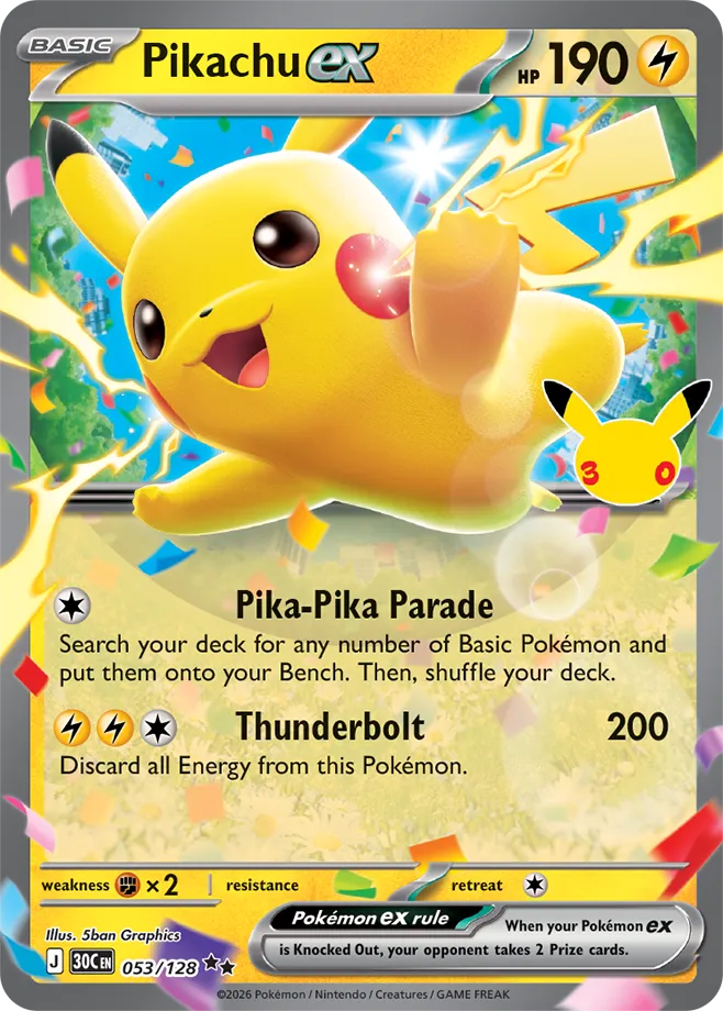 Pikachu ex - 30th Celebration