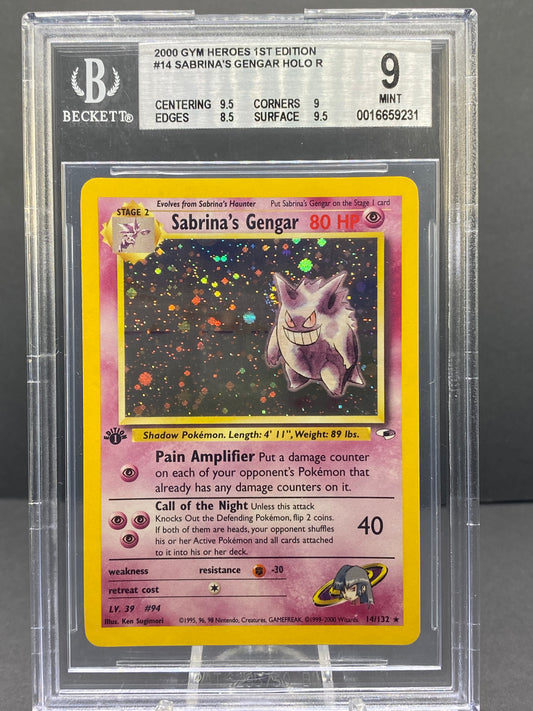 014/132 - Sabrina's Gengar - Gym Heroes (1st Edition Holo, Grade 9, BECKETT)